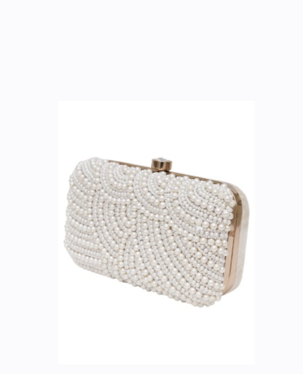 Embellished Pearl Beaded Box Clutch - Image 3